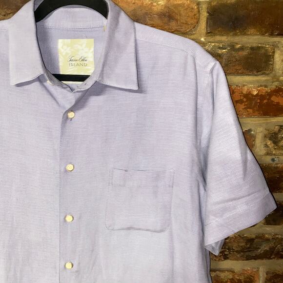 Tasso Ella Island Lavender Lilac Purple Silk Linen Button Down Shirt Size Large - Picture 2 of 5